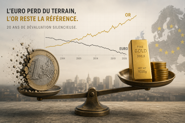 L'euro, vingt ans de dévaluation silencieuse : pourquoi l'or dit la vérité que votre banque ne vous montre pas