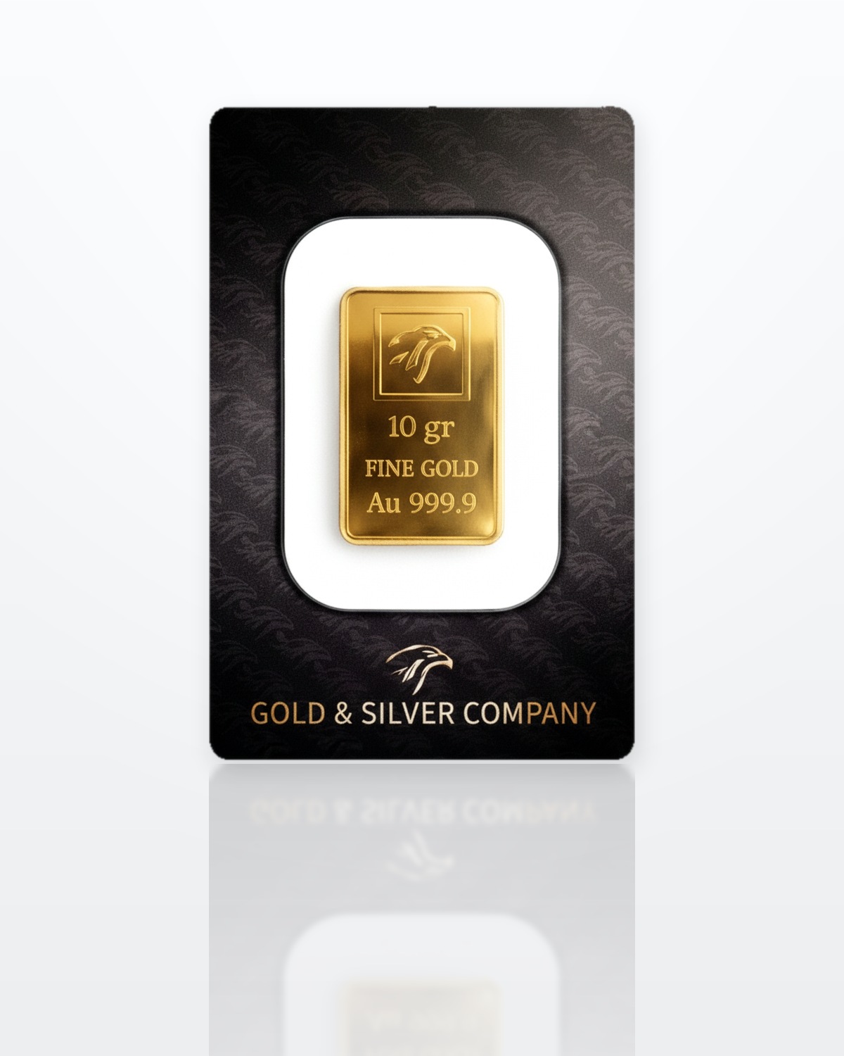 Lingot d'or de 10 grammes Gold & Silver Company scellé sous blister, poinçon tête d'aigle, FINE GOLD, Au 999,9