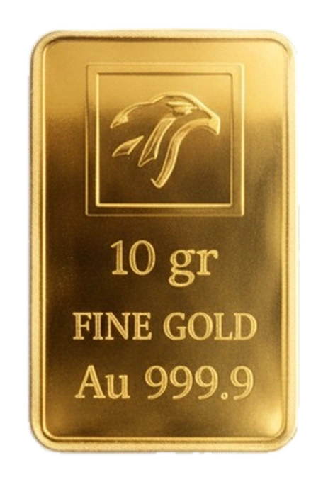 Lingot d'or de 10 grammes Gold & Silver Company, or fin Au 999,9, poinçon tête d'aigle