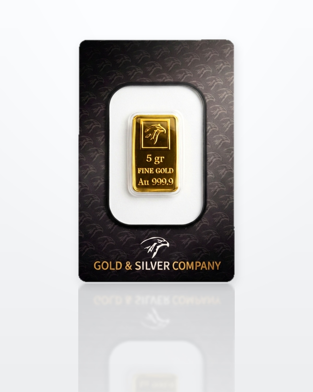 Lingot d'or de 5 grammes Gold & Silver Company, poinçon tête d'aigle, FINE GOLD, Au 999,9
