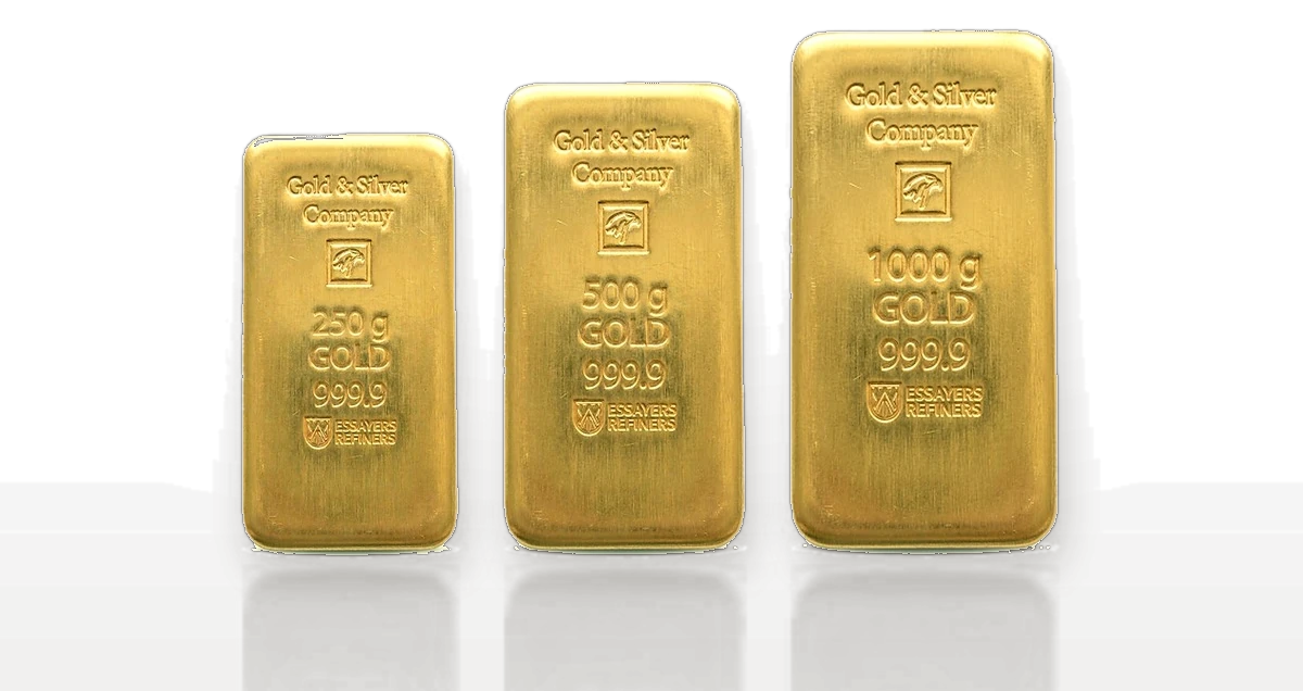 Lingots d'or Gold & Silver Company 250, 500 et 1000 grammes